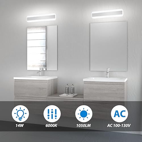 Miniatura 4 de Lámpara de pared LED moderna de 1575 pulgadas para iluminación de baño color blanco frío 6000 K 14 W Plateado