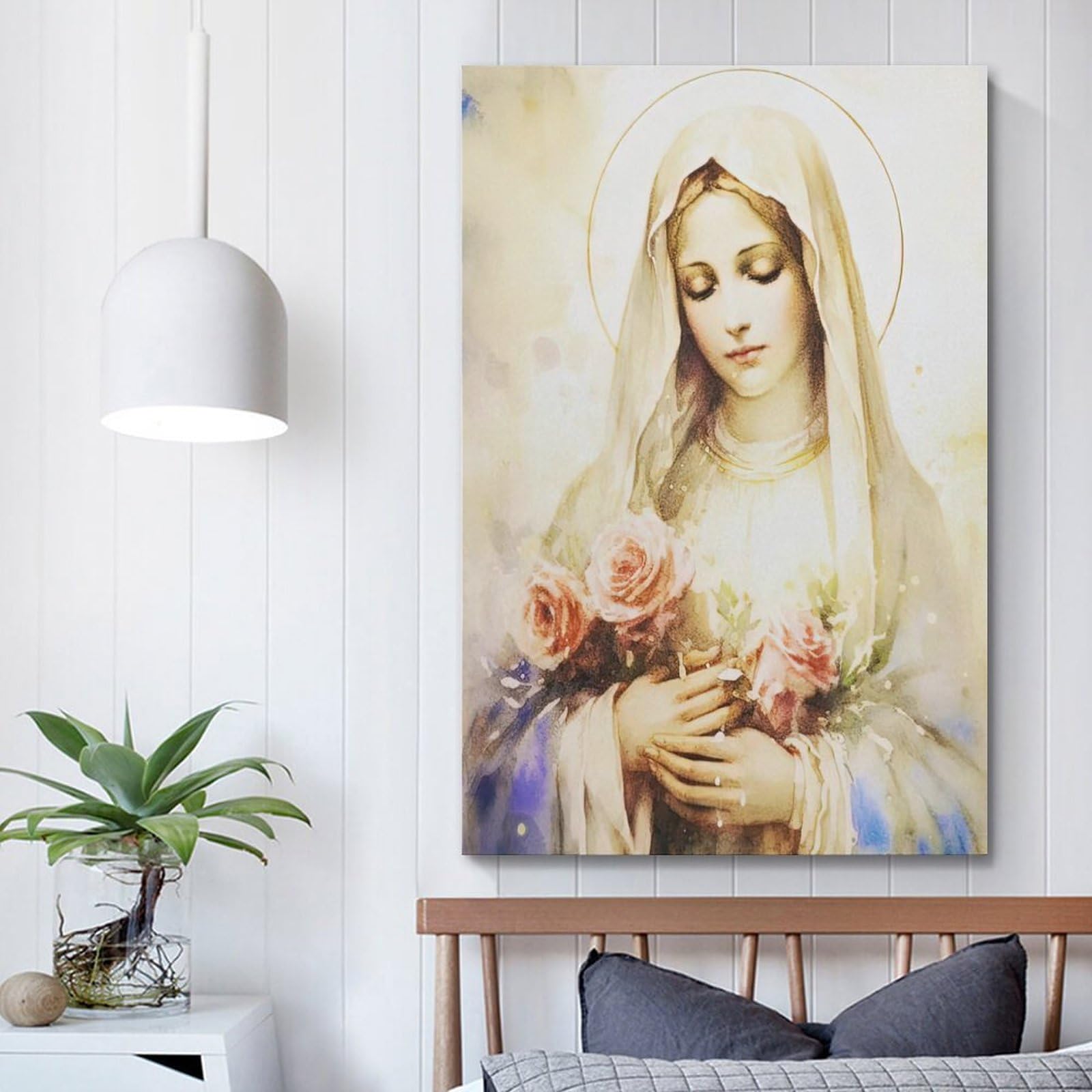 NOHF Poster con immagine di Vergine Maria, con scritta Beata Madre Maria, stampa artistica da parete, stile retrò, decorazione per ufficio, 20 x 30 cm, senza cornice