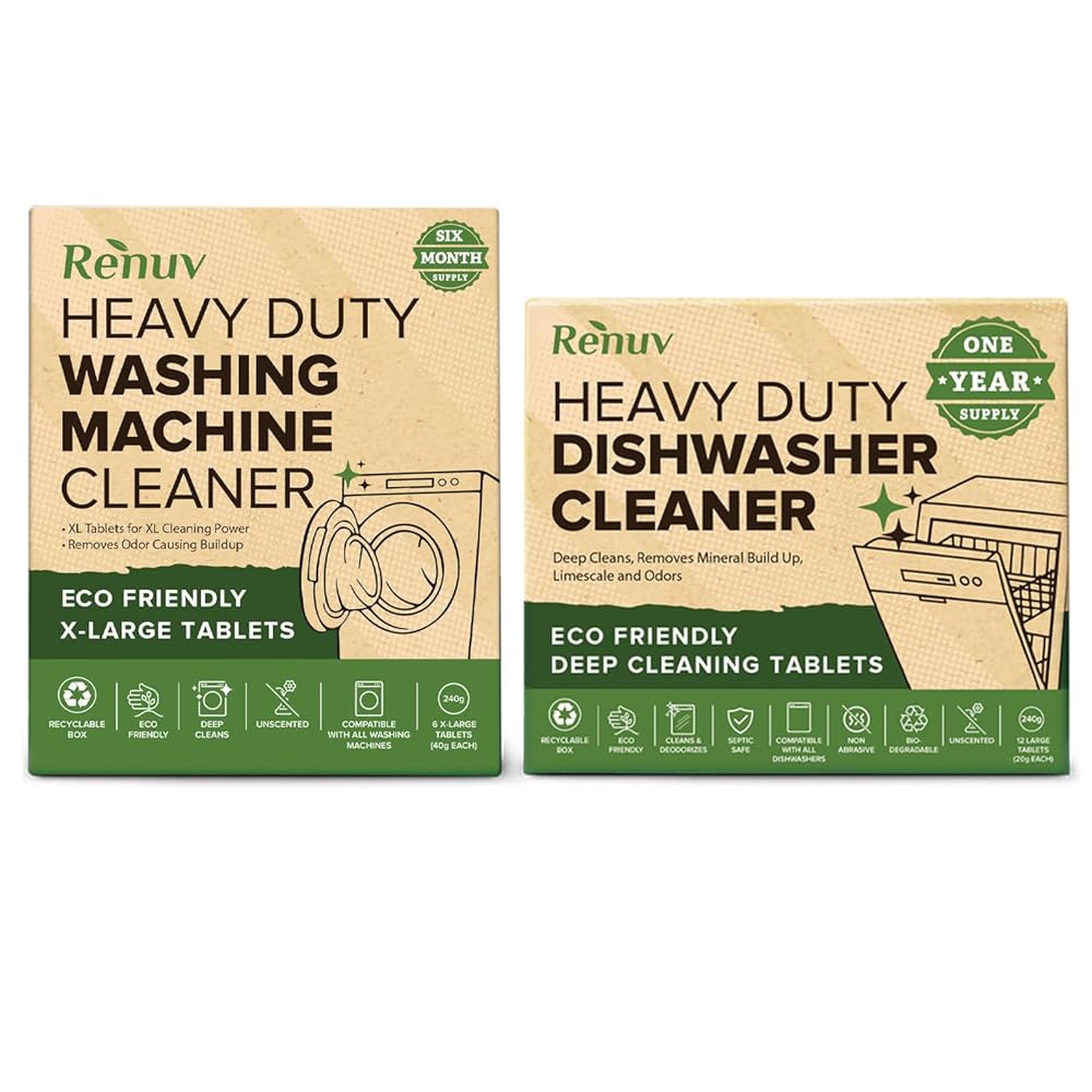Dishwasher Cleaner + Washing Machine Cleaner Bundle - Heavy Duty Appliance Deep Cleaning, Descaling and Deodorizing.