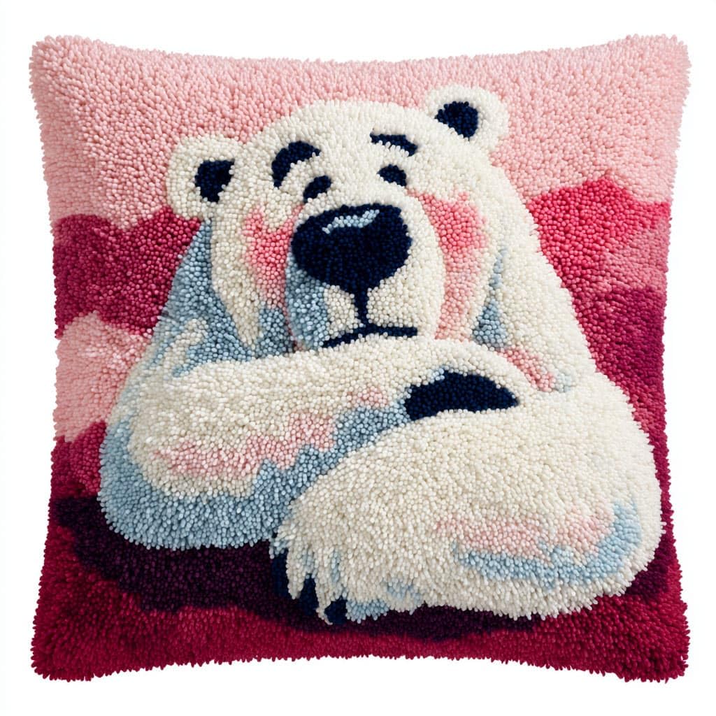 Henypt DIY Pillow Cover Latch Hook Cushion Kits, Polar Bear