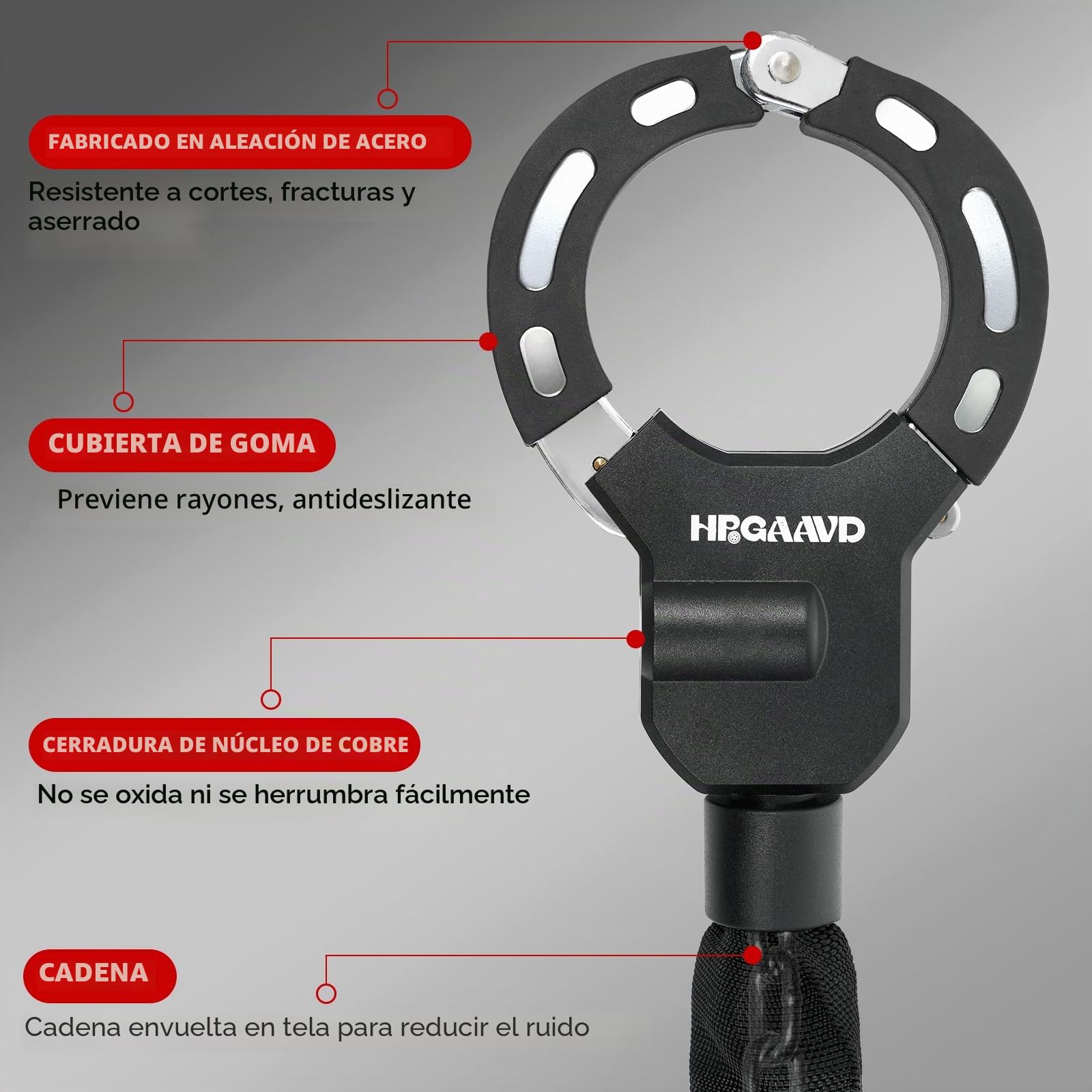 Candado de Esposas Patinete Electrico, Antirrobo Para Bici，Candado de alta Seguridad，Antirrobo con Cadena de 8 mm de Grosor für Scooters/Patinete Eléctricas/Bicicletas/E-Bike/Moto