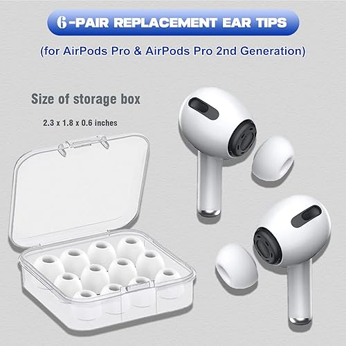 Miniatura 5 de 6 Pairs Airpod Pro Ear Tip Noise Cancellation, Replacement Ear Tips for Airpods Pro 2 with Case, Soft Silicone Earbuds Tips for Long Time Use,