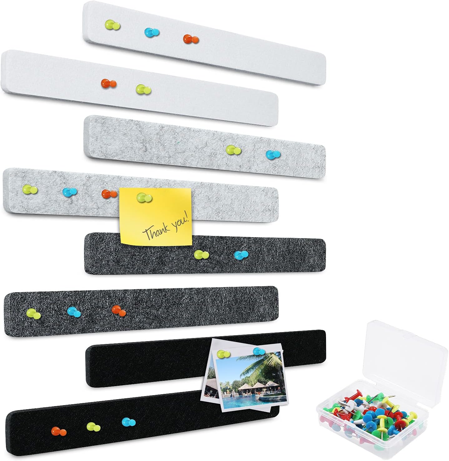 Yoillione Felt Pin Board for Bedrooms Offices Home, Bulletin Boards Notice Board Black Memo Board for Wall Decorative, Grey Cork Board Tiles Self Adhesive Pinboard with 20 Push Pins : Office Products