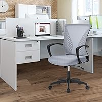 Vista 10 de Silla ergonómica de oficina, silla de malla con respaldo medio con soporte lumbar y reposabrazos, silla de computadora ajustable, silla de estudio