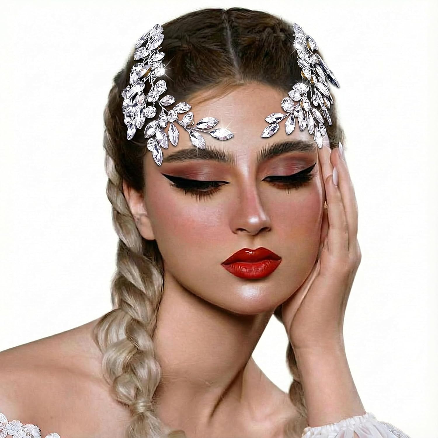 JHOO 2 Pieces Wedding Rhinestone Hair Clips Crystal Alloy Hair Pins Daily Silver Set Hair Accessories