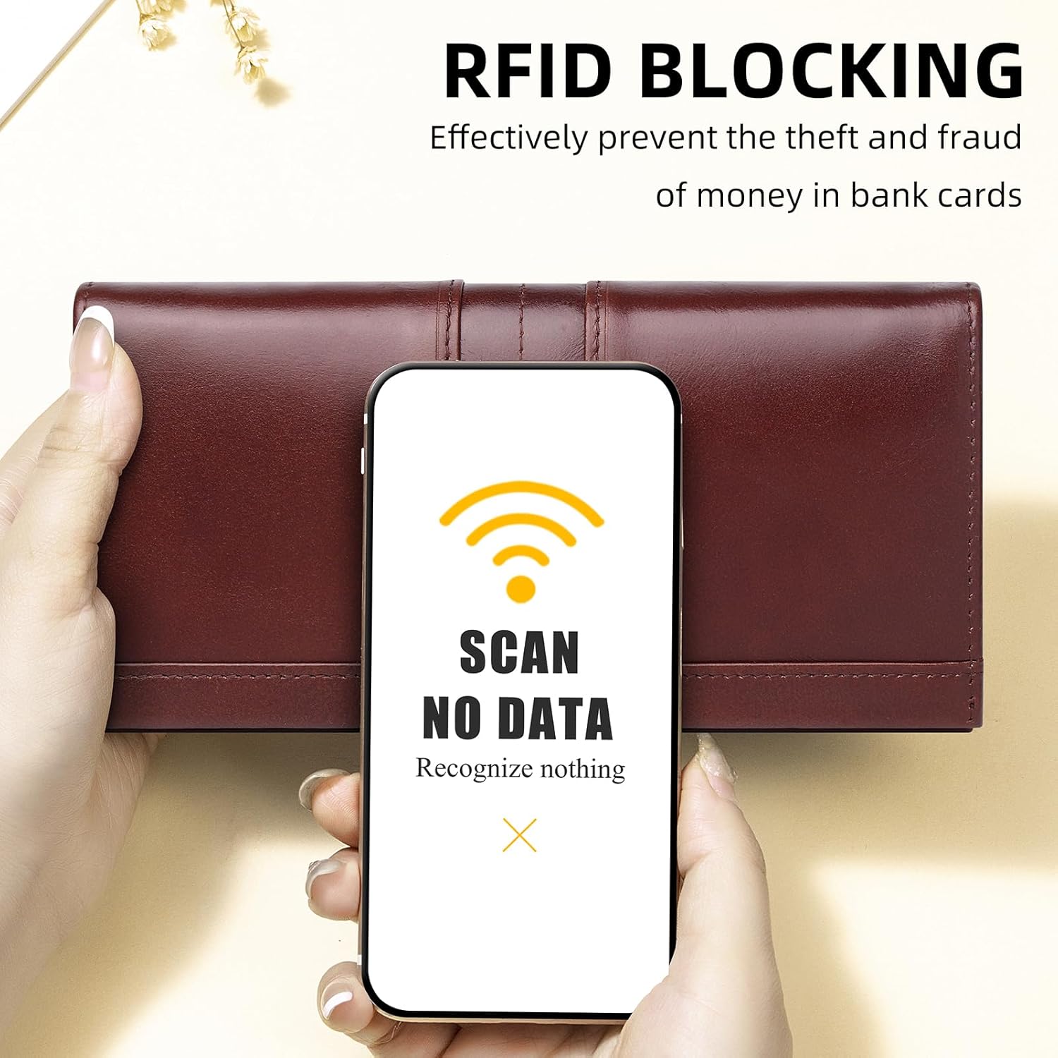 Slim Wallets for Women RFID Blocking Long Ladies Wallet Bifold Womens Leather Wallet with Coin Pocket ID Window, Coffee - Image 3