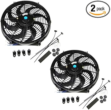 Amazon Com Juego De 2 Ventiladores De Refrigeracion Para Motor De Radiador Electrico De 12 V 80 W Negro 14 Pulgadas Automotriz