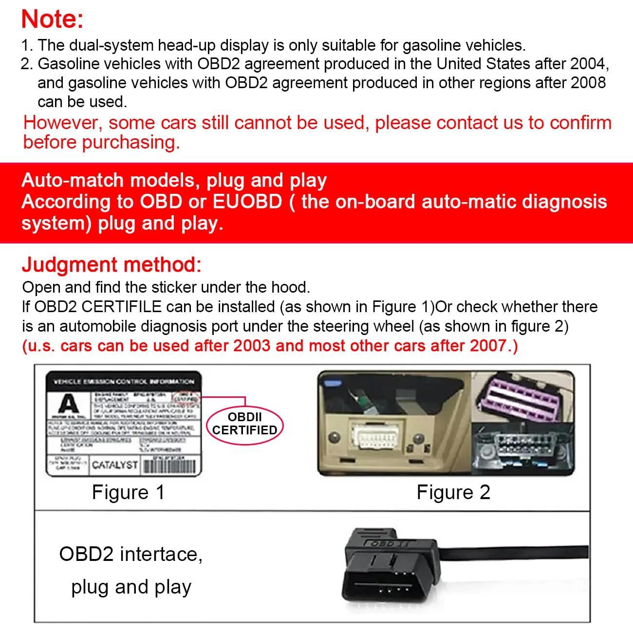 OBD2 Head-Up-Display für Auto – OBD2 & GPS Dual system|Digitaler Autotacho (HUD KMH-Projektor) mit Drehzahlmesser, Wassertemperatur (TEM), PSI, Volt, Kilometerstand & 4 Alarmfunktionen