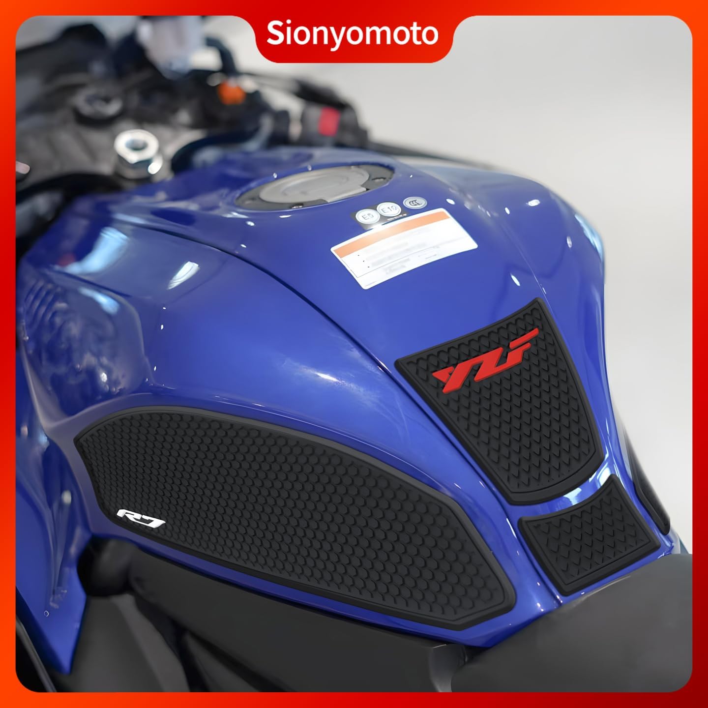Fuel Gas Tank Pad Protector Stickers Decal Set Compatible with YZF-R7 2021 2022 2023 2024 2025- Anti-Slip Protective Kit, Black | 4-Piece