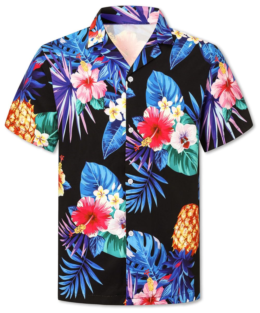 Cromoncent Hawaiian Shirt for Boy&amp;Men Short Sleeve Cuban Collar Tropical Holiday Summer Beach Shirts