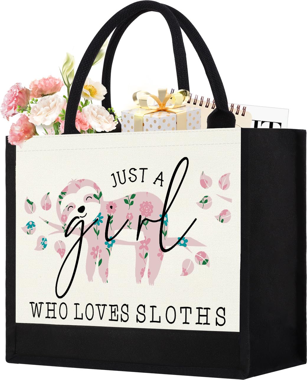 Canvas Tote Bag for Women, Cute Sloth Gifts for Sloth Lover, Animal Lover Gift Aesthetic Bag Reusable Grocery Bag, Birthday Christmas Gift for Mom
