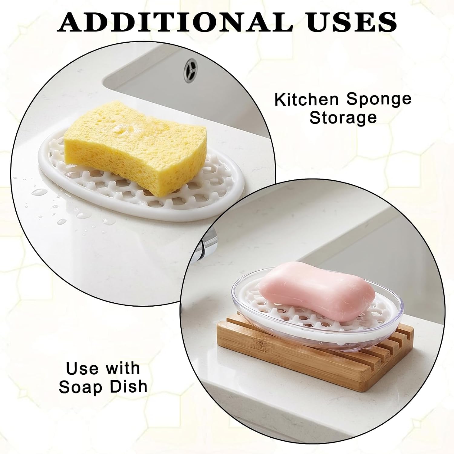 2 PCS Plastic Soap Dish for Shower, Silicone Soap Holder, Non-Slip Soaps Saver with Drainage Holes, Self Draining Soaps Holder Tray for Shower, Bathroom, Kitchen Countertop (White) image 4