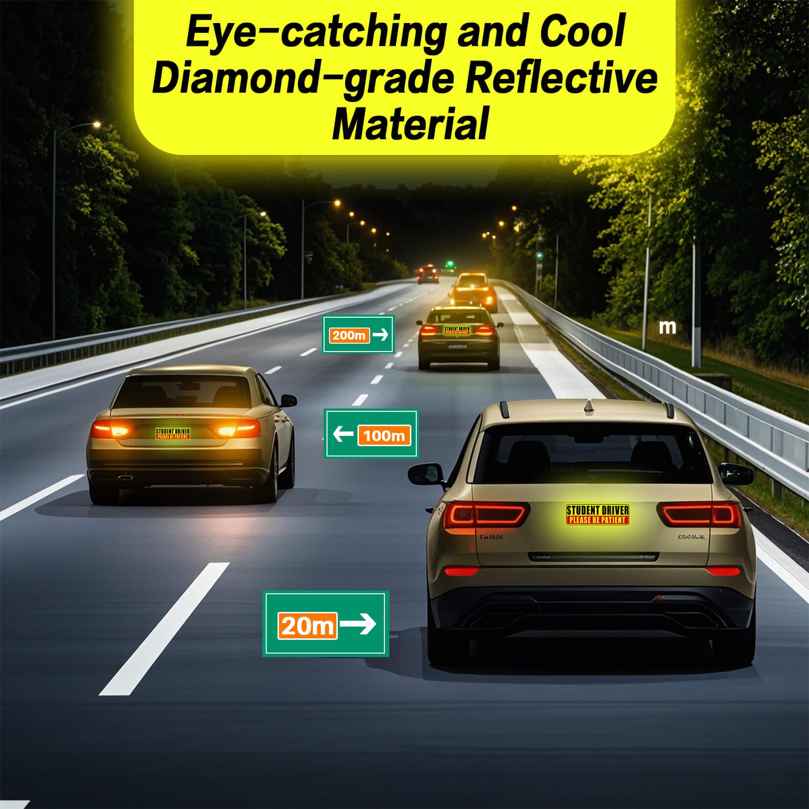 3/6/9Pcs 2020 Student Driver Magnet Car Signs Strong Student Driver Magnets Reflective Student Bumper Sticker For New Drivers Magnetic Sticker Yellow 5ea28d93c25e362240c8349a