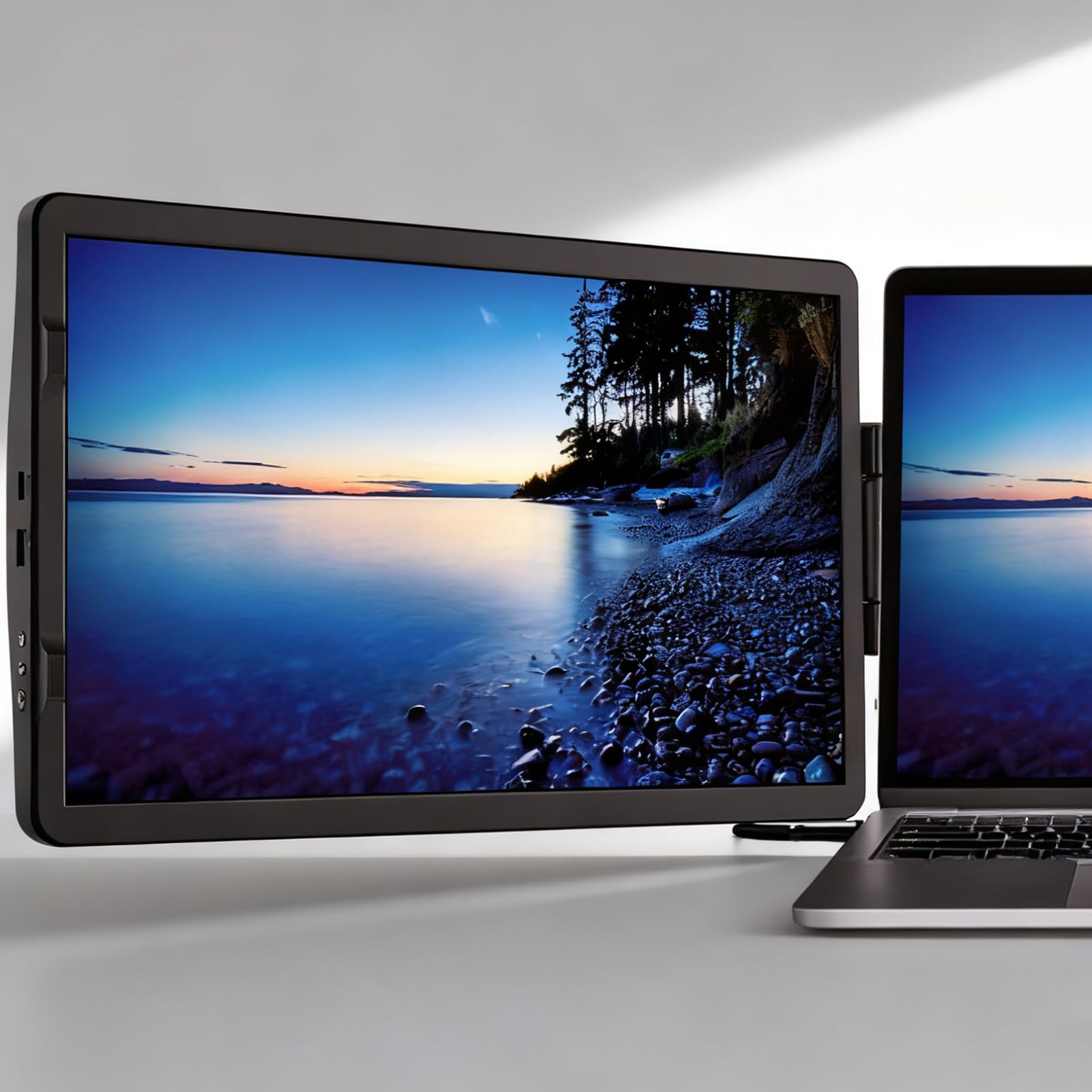 Generisch Estensione dello schermo da 35,8 cm | Monitor esterno per laptop, 1080p, con due porte, per scrivania, casa, programmazione, design, presentazione