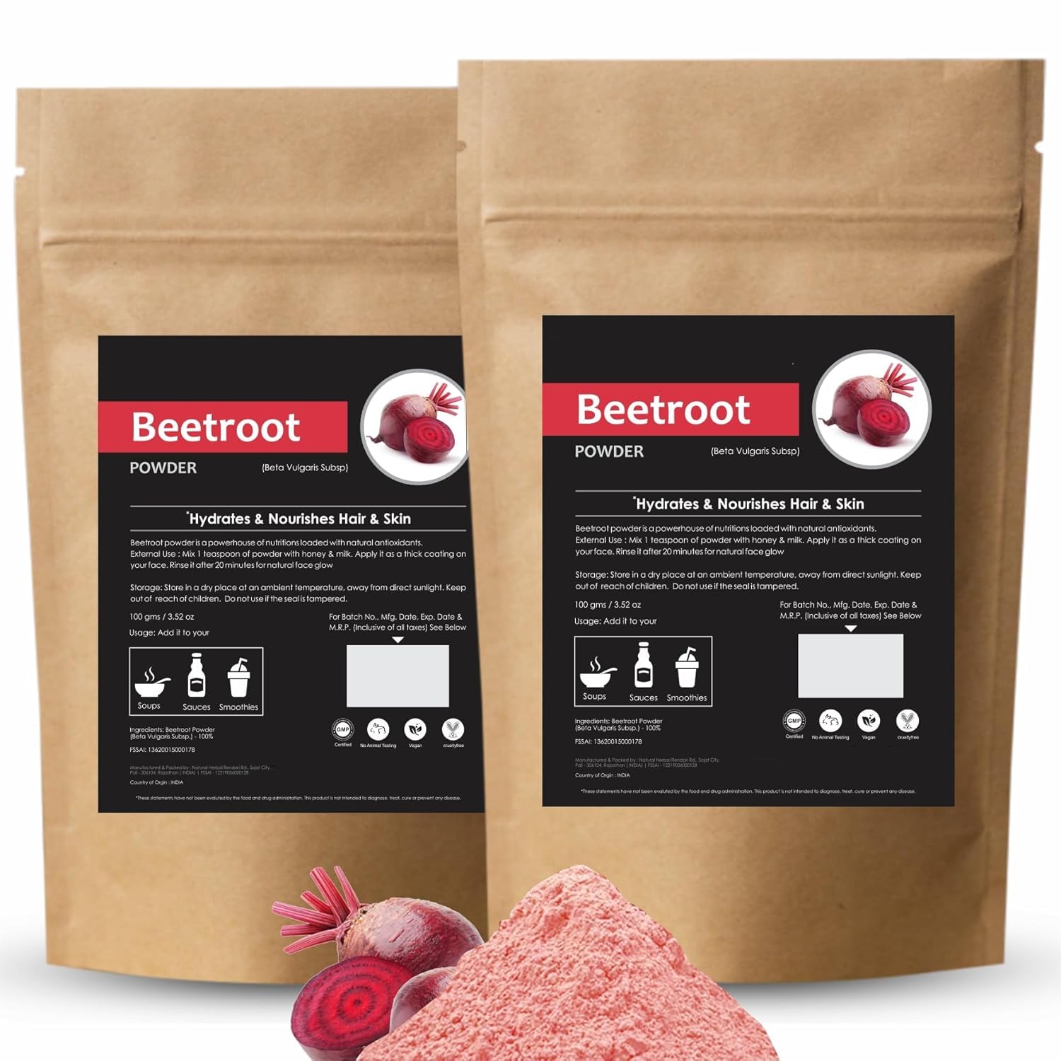 kk Beetroot Powde r for Skin Hair 100 Natural Powder Hydrates Nourishes Hair Skin Powder 200 g