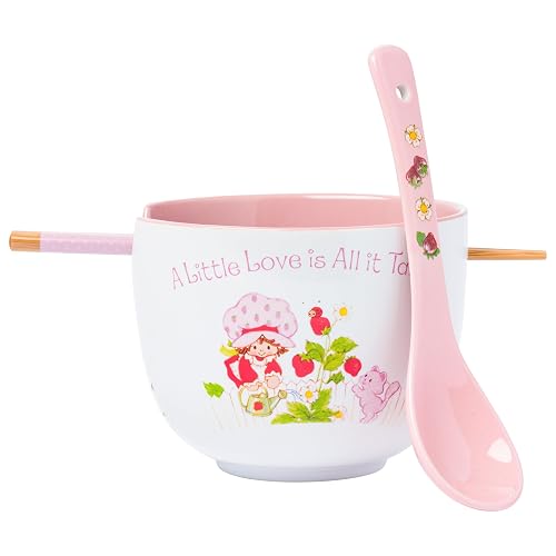 Silver Buffalo Strawberry Shortcake, Ramen Bowl with Chopsticks, 20oz |