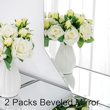 Chende 2 Packs Octagonal Bathroom Mirror with Beveled Edge, 18 x 36 Modern Frameless Vanity Mirror for Bedroom, Entryways, Washrooms, Living Rooms, Horizontal/Vertical Hanging