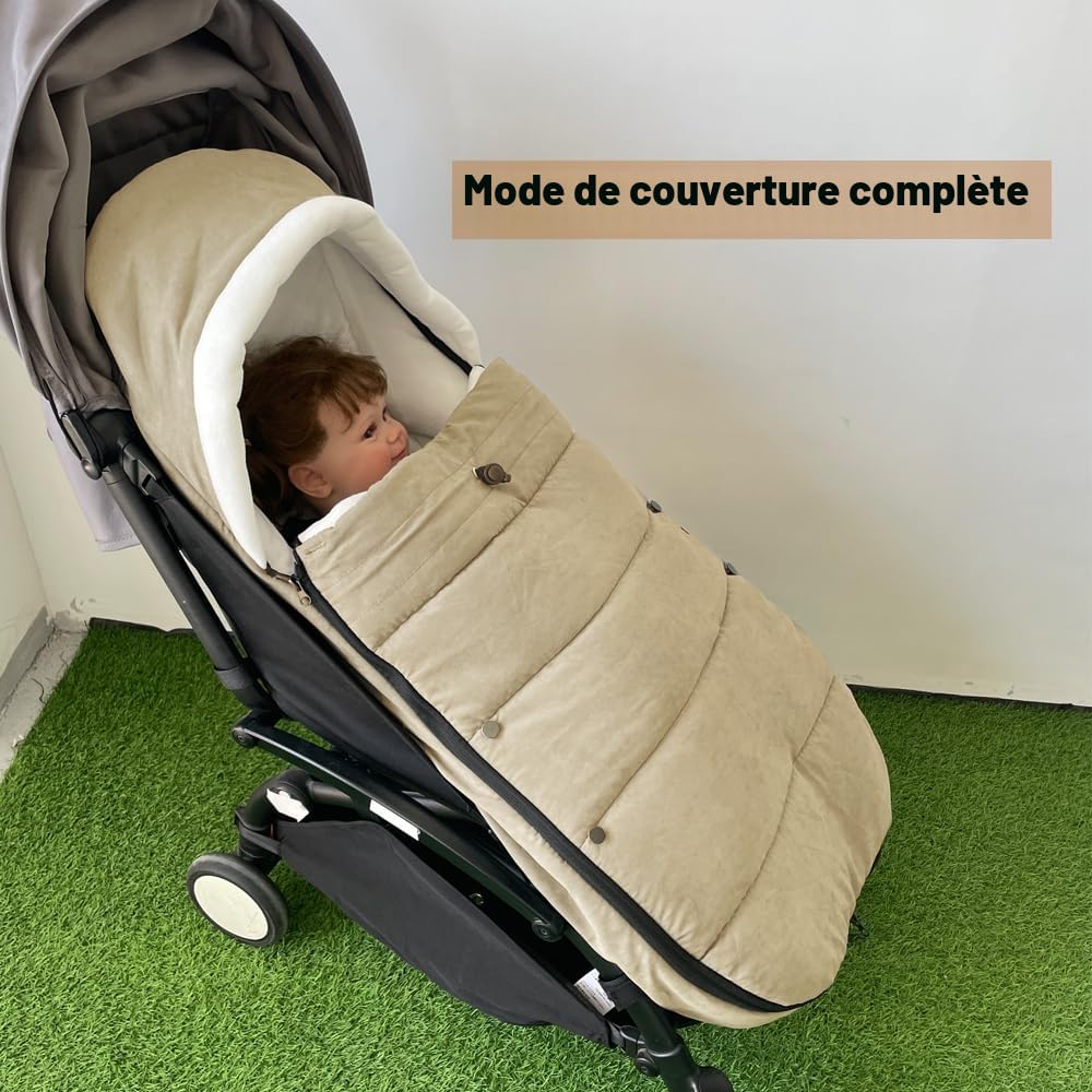 Chancelière Universelle pour Poussette - Compatible avec Babyzen YOYO/YOYO2, Stokke YOYO3 et Bugaboo, Tissu Anti-Vent et Isolant, Nettoyage Facile (Beige)
