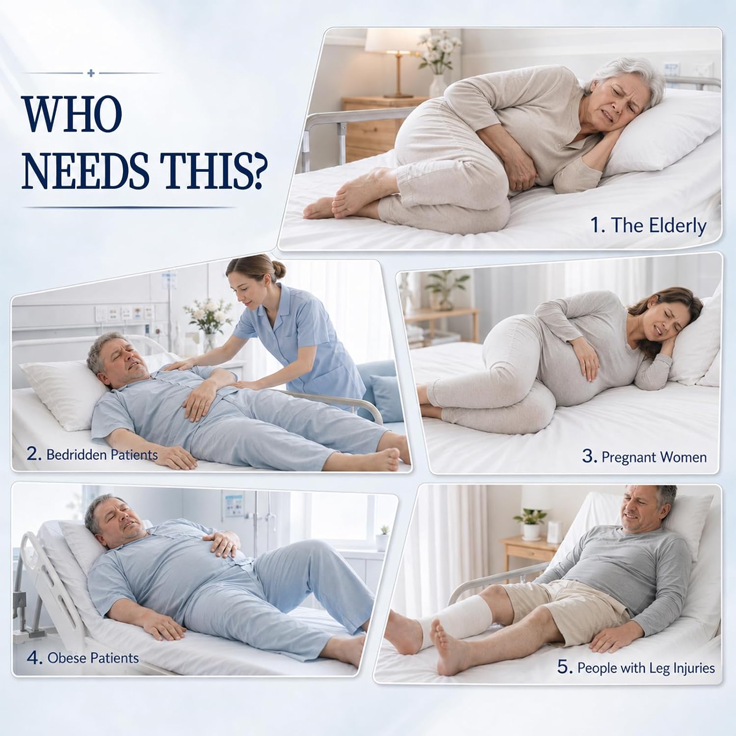 Patient Turning Device for Elderly,Adjustable Height Positioning Pillow with Handle,U-Shaped Bed Ridden Patient Nursing Supplies,Lift Assist Turning Pillow for Diaper Change,Bedsore Pressure Relief
