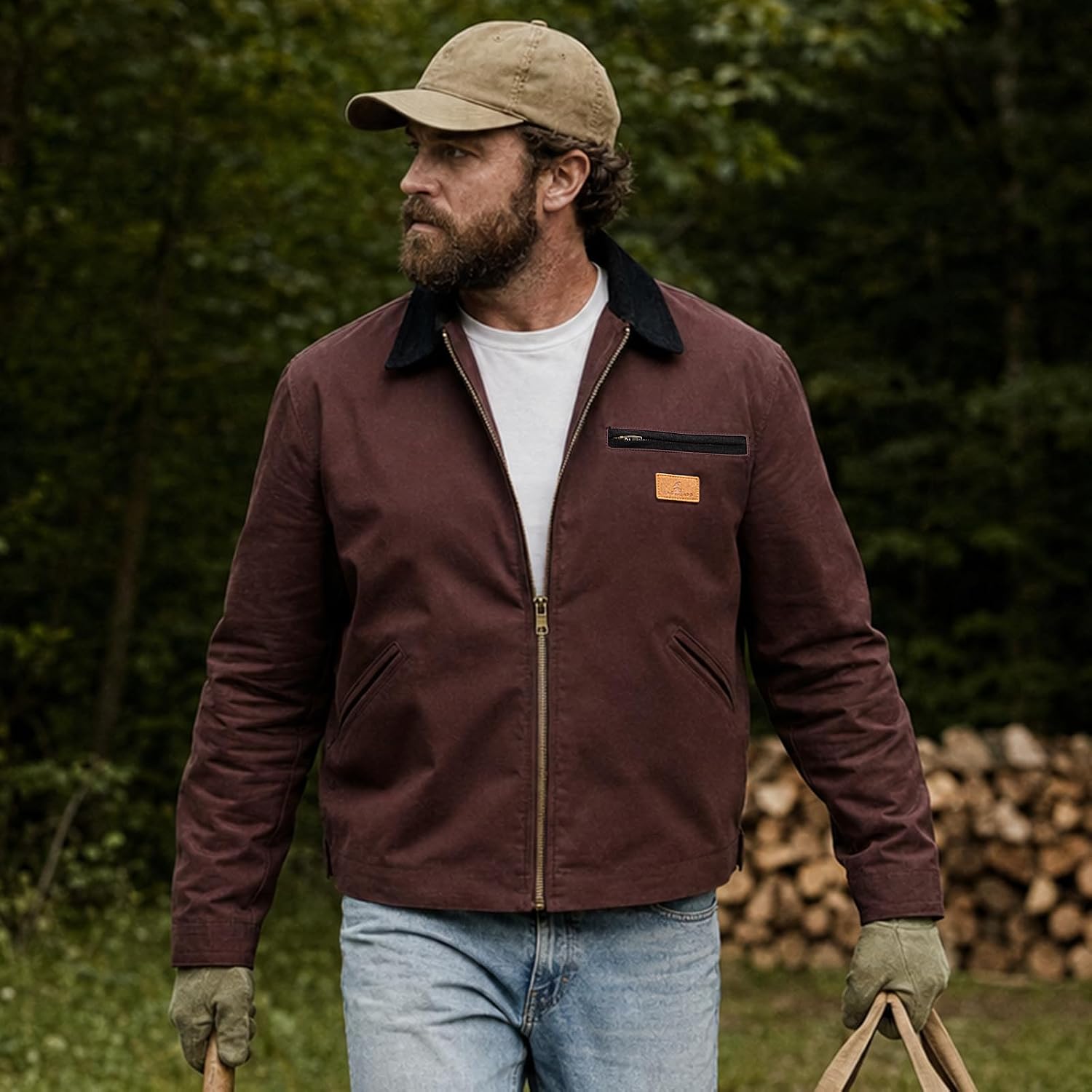 Men's Detroit Jacket Vintage Utility Work Coat Canvas Windbreaker