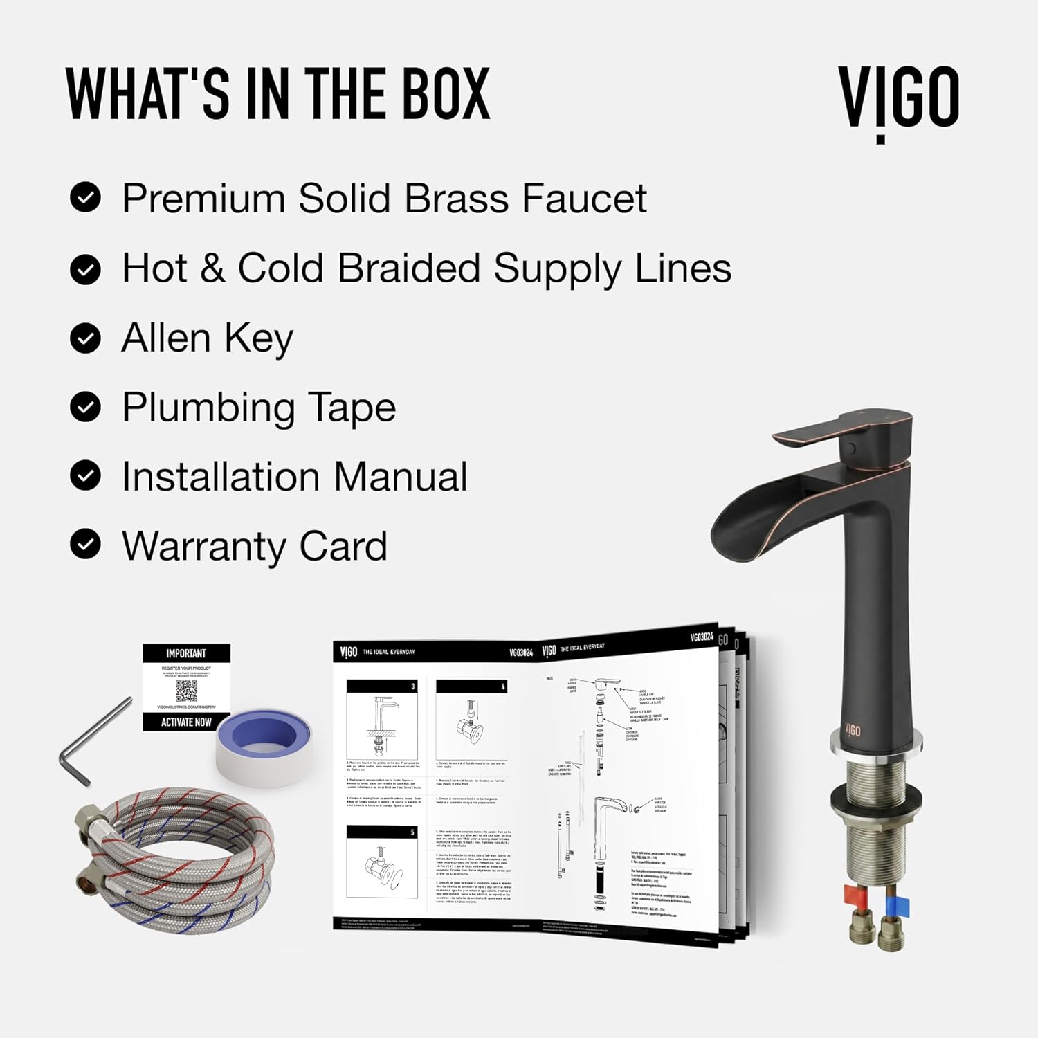 VIGO Niko 11'' H Single Handle Single-Hole Bathroom Vessel Faucet with Pop-up Drain in Antique Rubbed Bronze