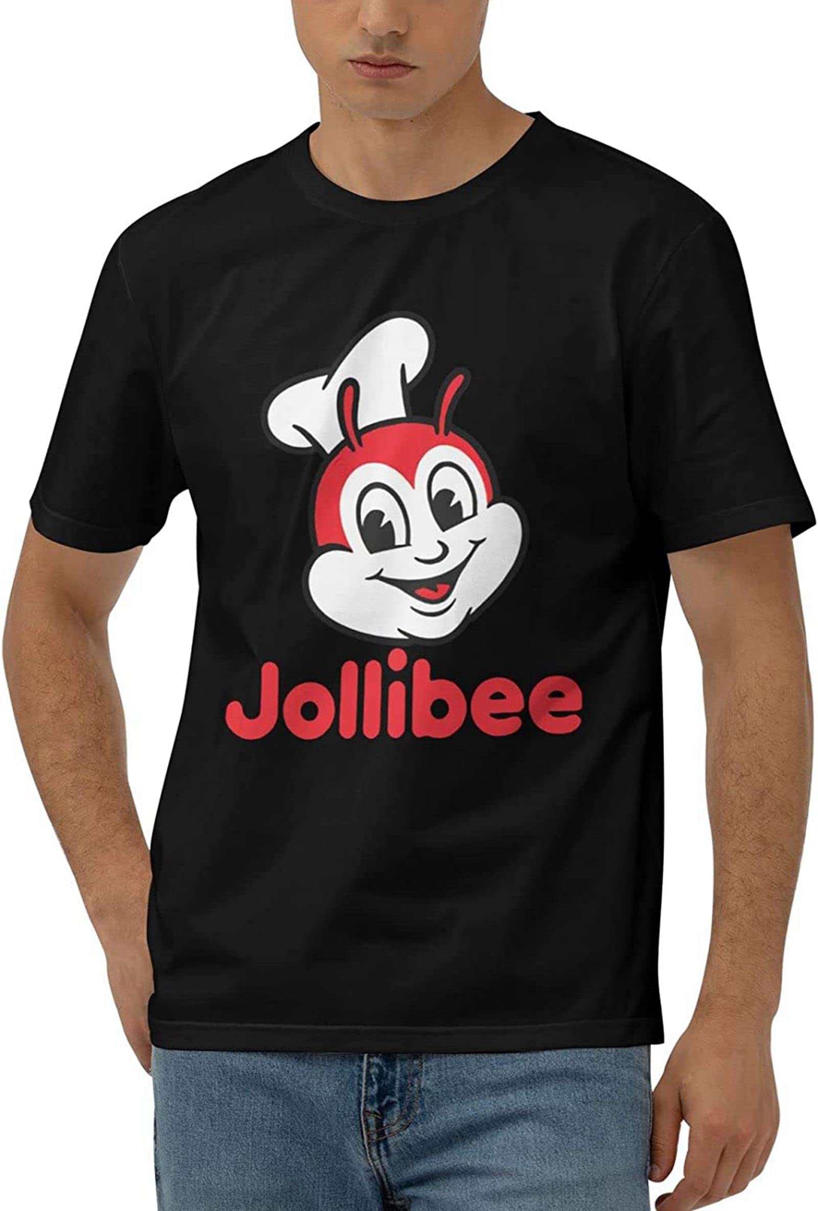 duqueJollibee Red Ringer Chef Bee Food T-Shirt Men Vintage Kawaii T-Shirts Anime Manga Korean Style Black S