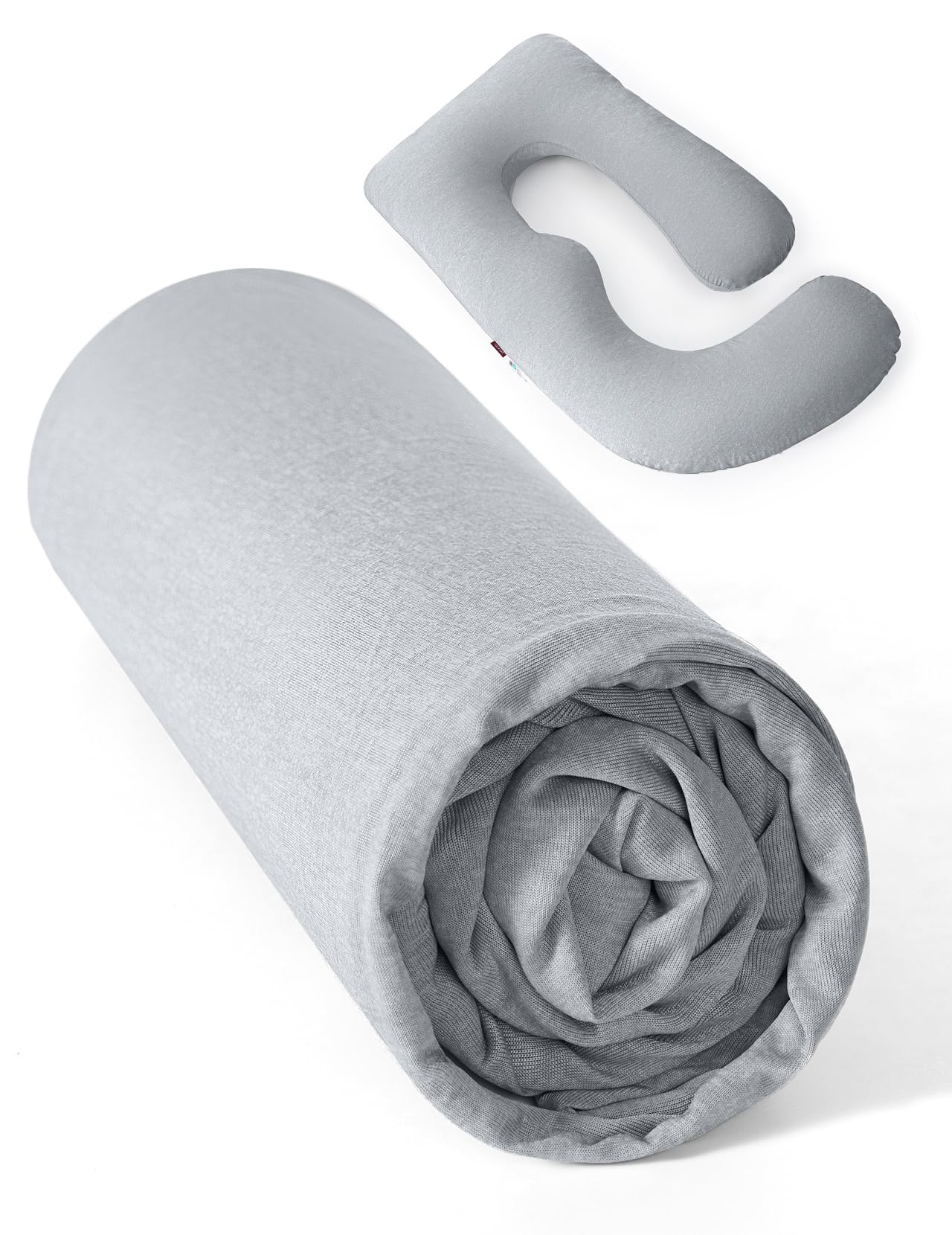 Momcozy Grey-Cooling Cover Cooling Cover For Pregnancy Pillows, U-Shaped Full Body Maternity Pillowcase For Pregnant Pillow, Pillowcase Only