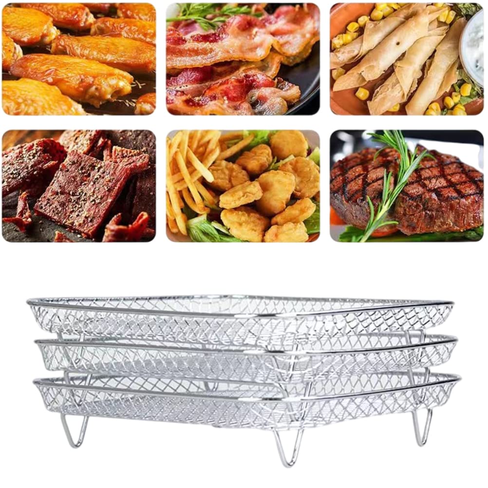 Supporto Disidratatore Acciaio Inox per Friggitrice Aria Foodi 8L, 3 Pezzi