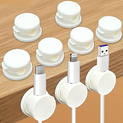 Paquete de 9 organizadores de cables magnéticos giratorios, gestión de cables de teléfono, soporte de cables de carga de escritorio, clips adhesivos