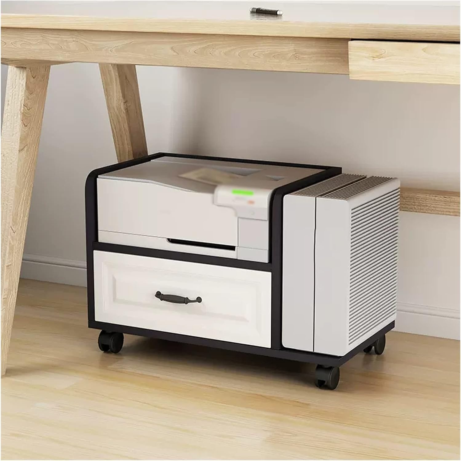 Printer Table Printer Stand Under Desk Printer Stand With Wheels Mobile Printer And Fax Cart With 1 Storage Drawer And Cpu Storage Rack For Office And Home Use