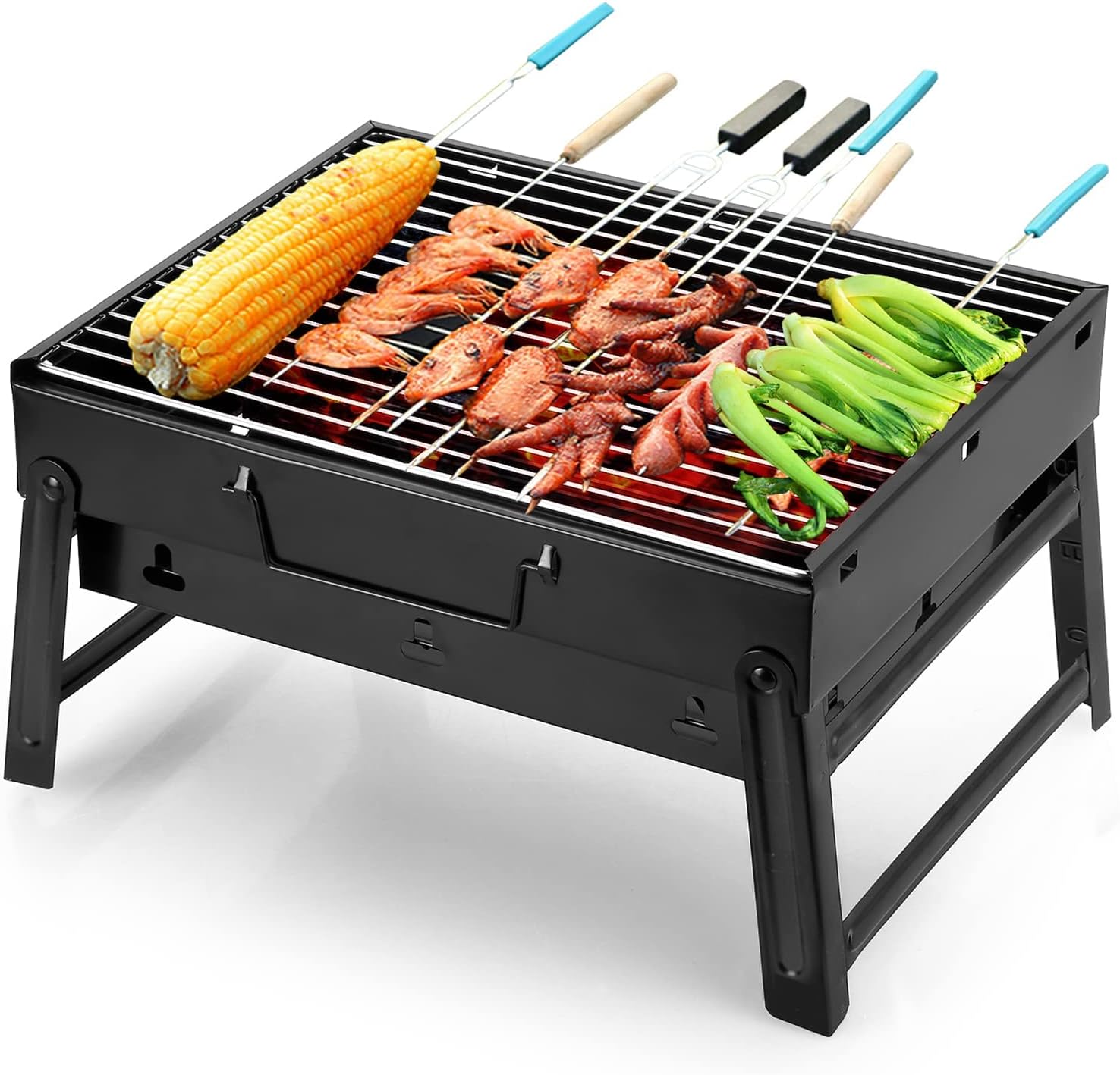 Uten Portable Folding Charcoal Barbecue Grill - Stainless Steel BBQ for Outdoor Cooking, Camping, Hiking, Picnics