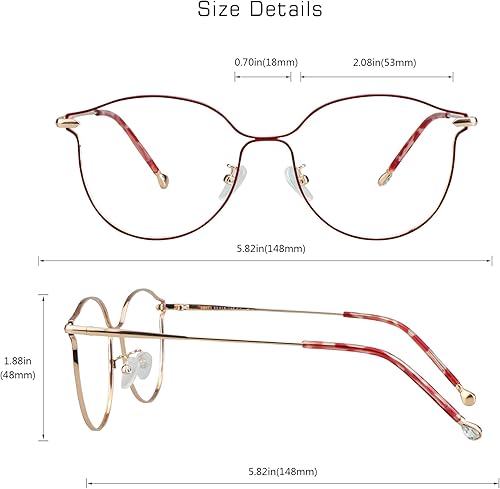 Miniatura 3 de VisionGlobal Lentes de bloqueo de luz azul para mujer, antifatiga ocular, lectura en computadora, elegante marco ovalado