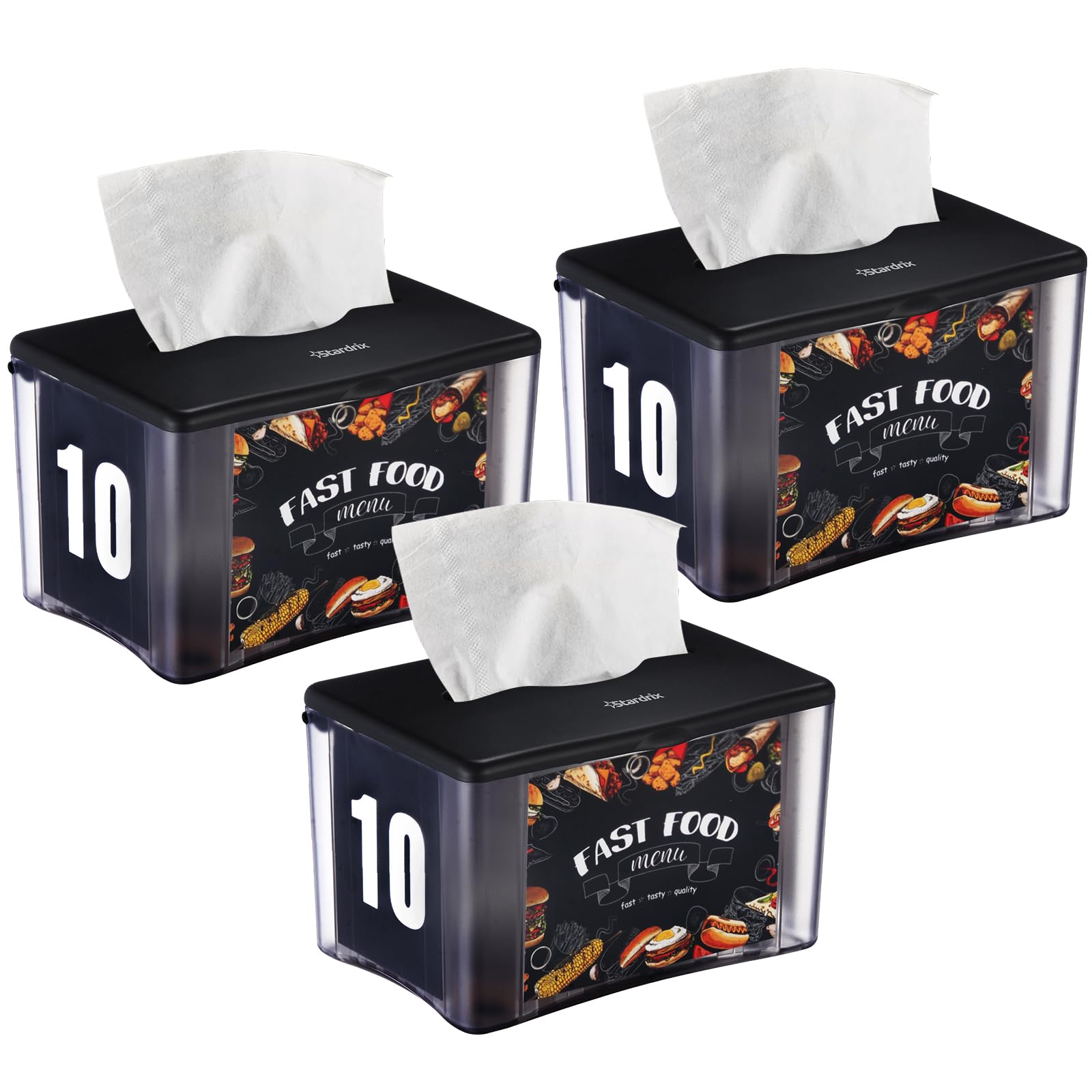 Photo 1 of Stardrix 3-Pack Napkin Dispenser with Marketing Display - Black