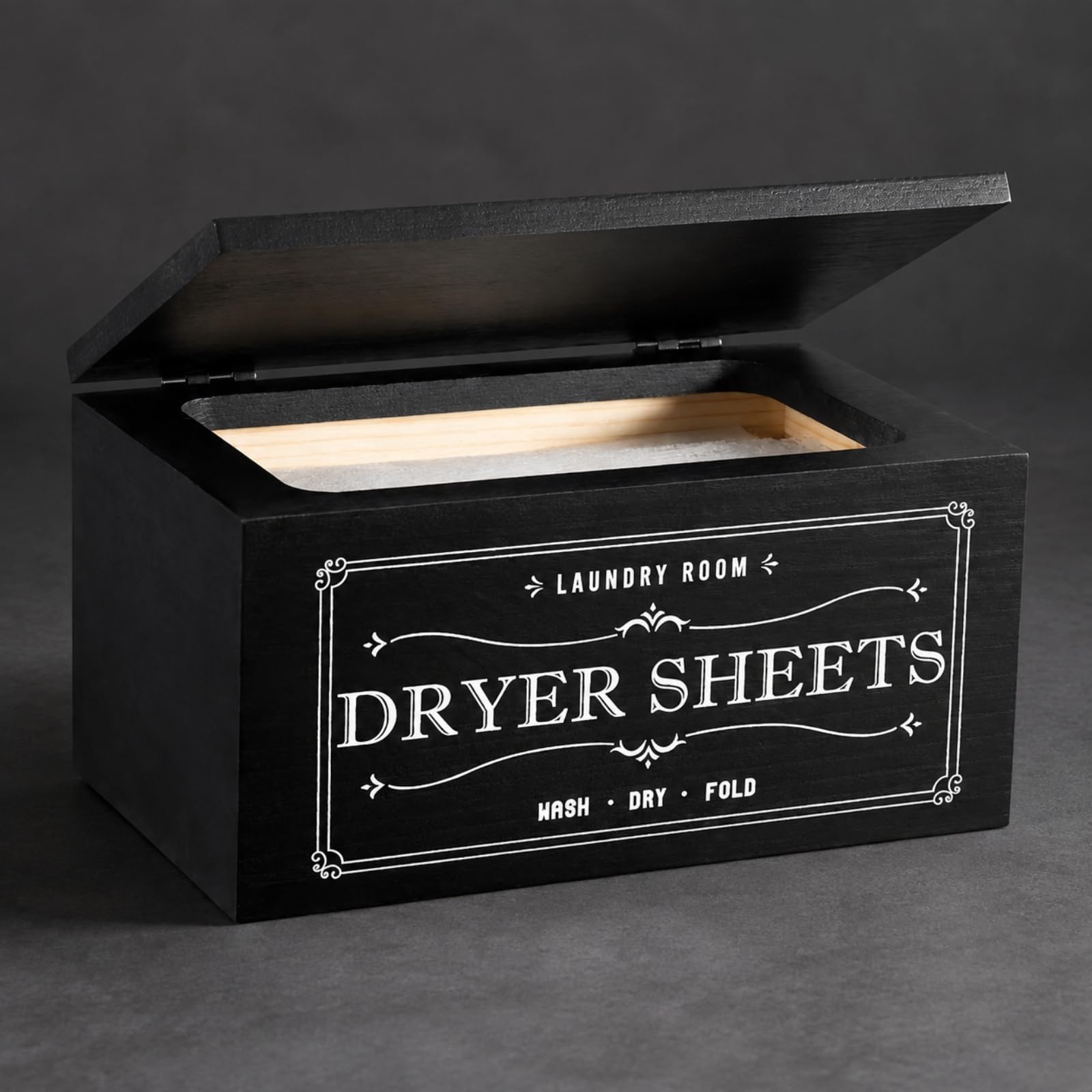 Desktop-Aufbewahrungsbox aus Massiv multifunktional dekorative Aufbewahrungsbox mit Druckschrift niedrig box mit Klappdeckel für Waschküche,