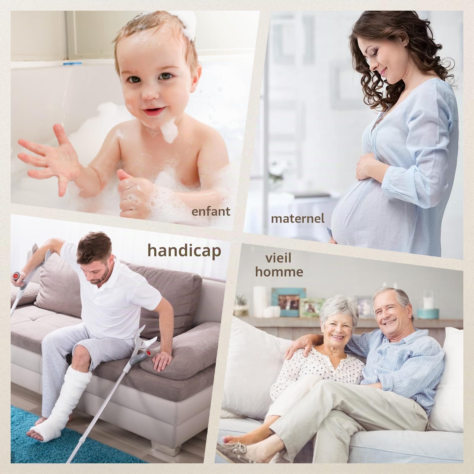 Barre Dappui Wc Handicapé,Poignée de Support Pliable Antidérapante,Acier INOX de Salle de Bain Barre de Douche Poignée de Support de Sécurité pour Personnes âgées et Enceintes 250~300 KG