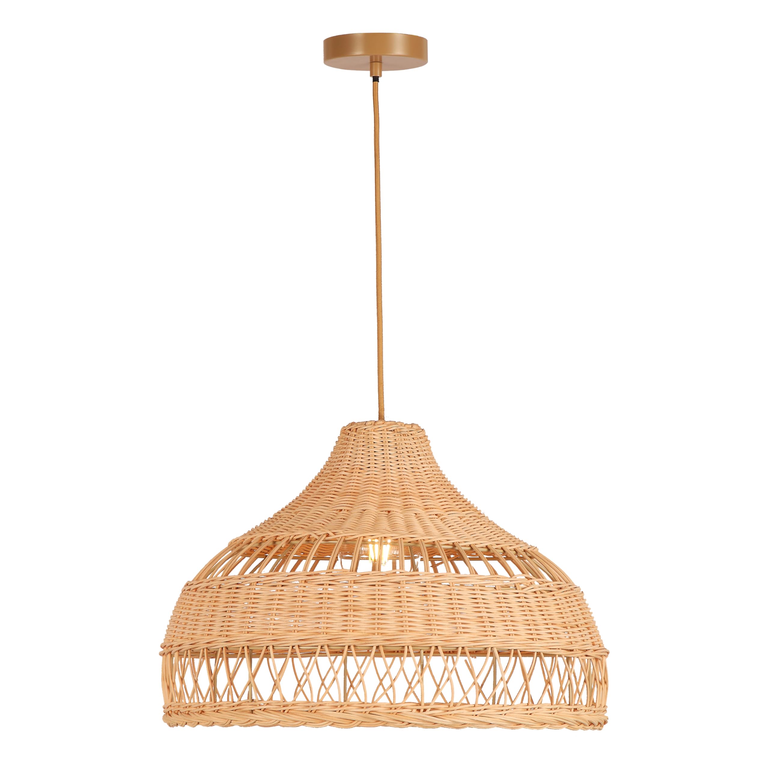 Sulion - Lámpara de Techo BOHO Fibras Naturales | Luz E27 Regulable | Diseño Bohemio y Acogedor | Ratán Artesanal | Iluminación Decorativa para Salón y Dormitorio