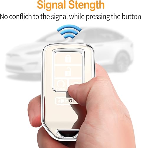 Miniatura 5 de Sindeda Funda para llavero Honda con llavero suave de protección completa para llave, Blanco