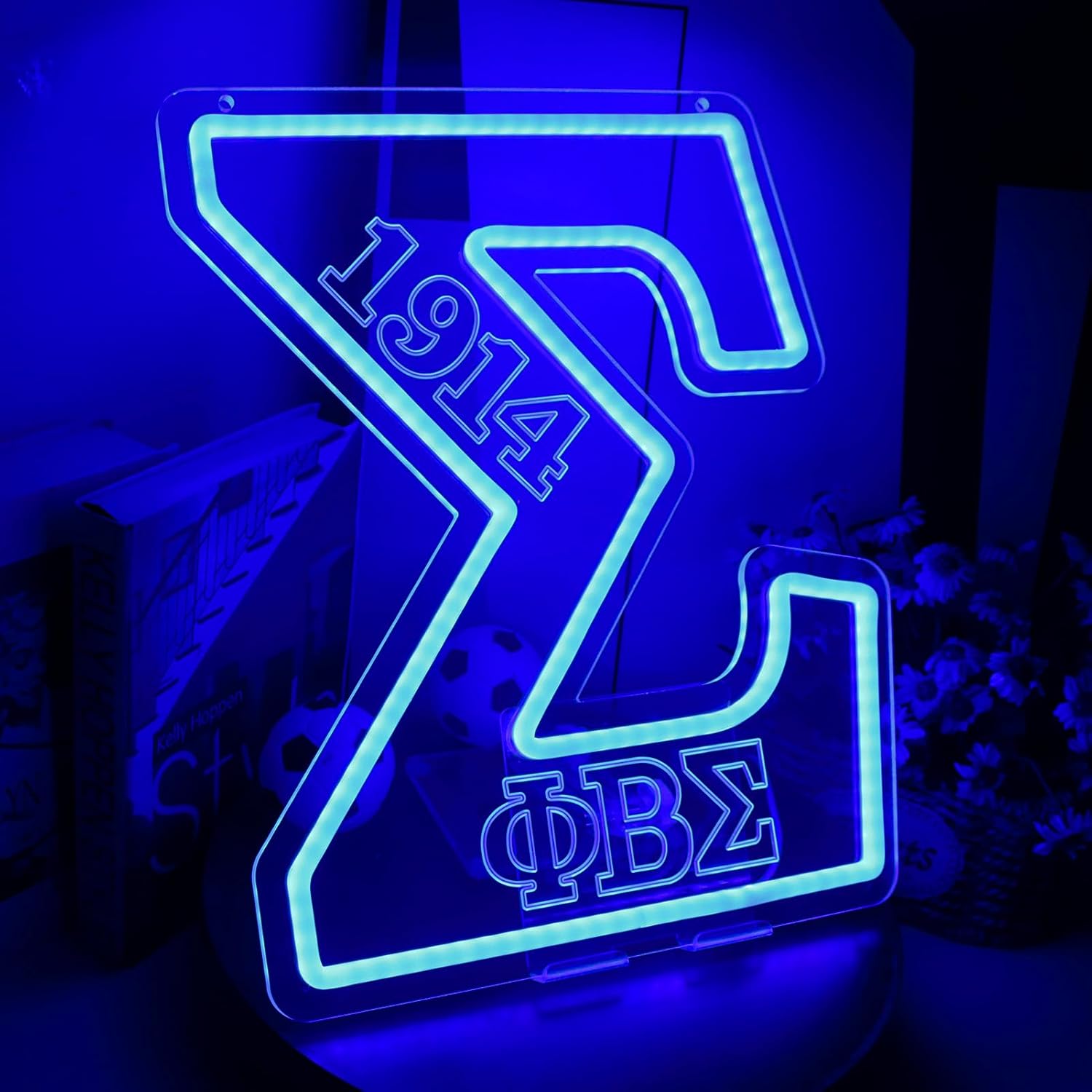 ΦBΣ Fraternity Neon Signs Dimmable 1914 Sigma Greek LED Neon Lights for Wall Decor, Sigma Fraternity Neon Lights with USB Power Paraphernalia LED Signs for Birthday Party Decor - Image 2
