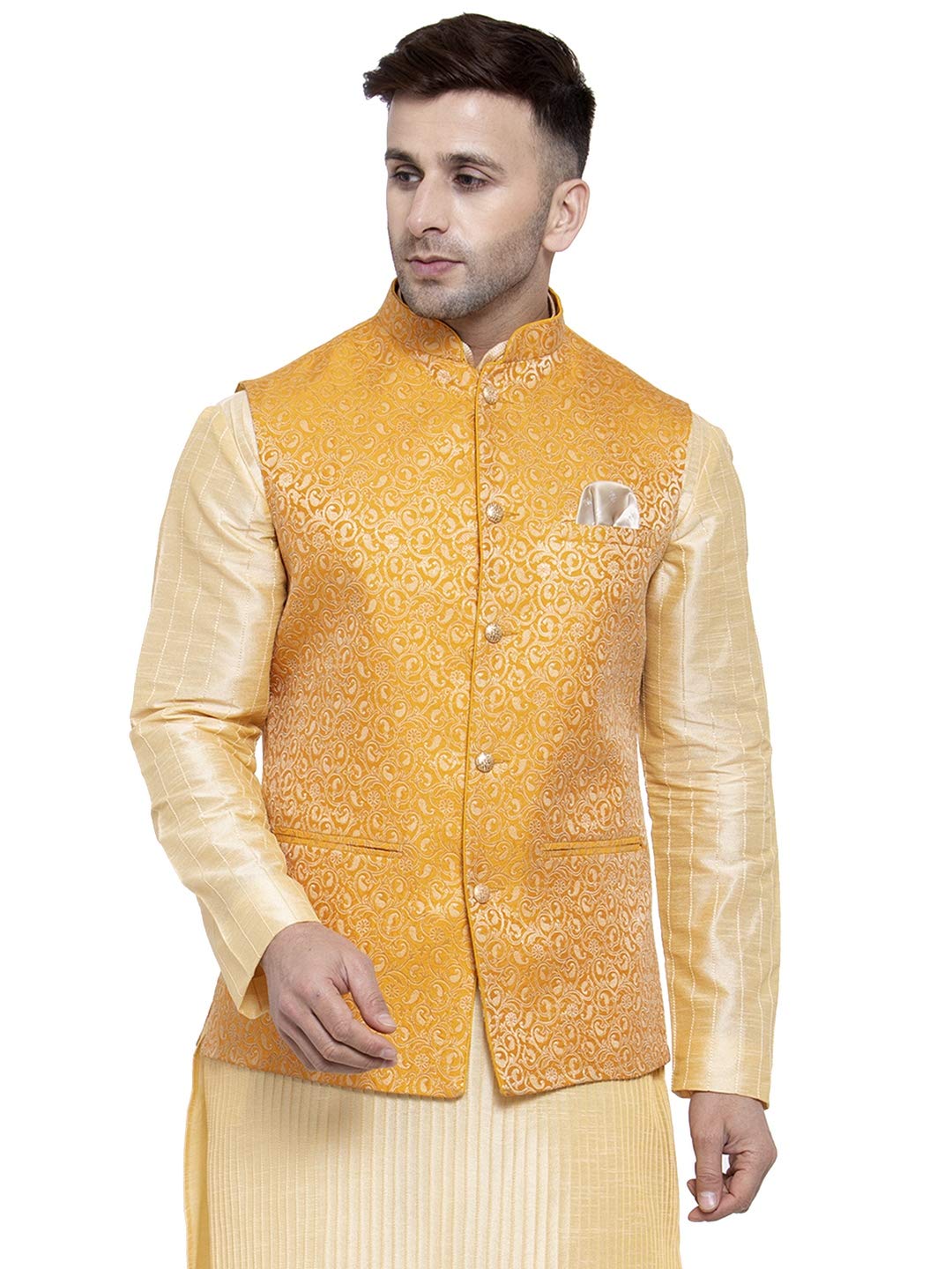 Men's Brocade Zari Nehru Jacket/Waist Coat