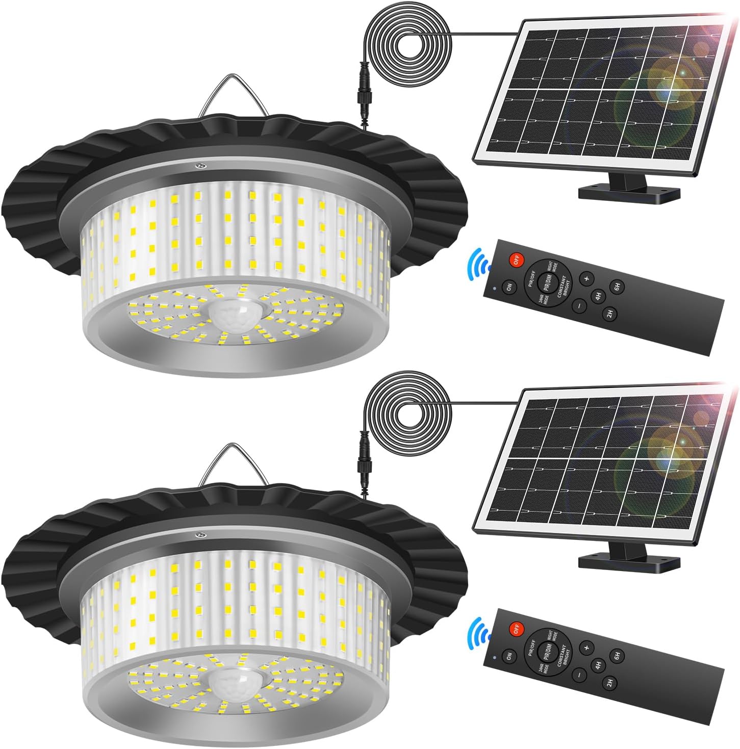 Solar Shed Light Outdoor Indoor, Upgrade 244 LED 360° Lighting Motion Sensor Pendant Light, Waterproof Solar Lights with Remote Control, Timer, 5 Modes for Shed Gazebo Garage Barn (2)