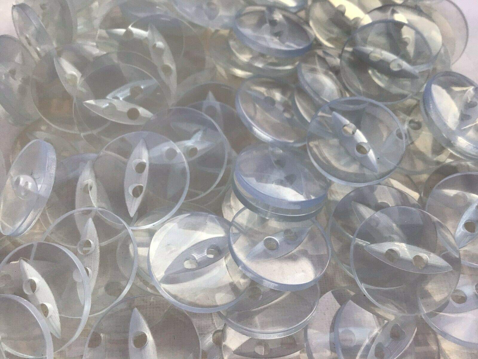Buttons Clear Round Fish Eye Size 26 (16 Mm) X 50