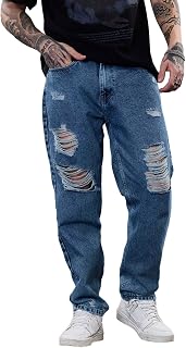 SNITCH Revolution Blue Distressed Baggy Fit Jeans Price In India