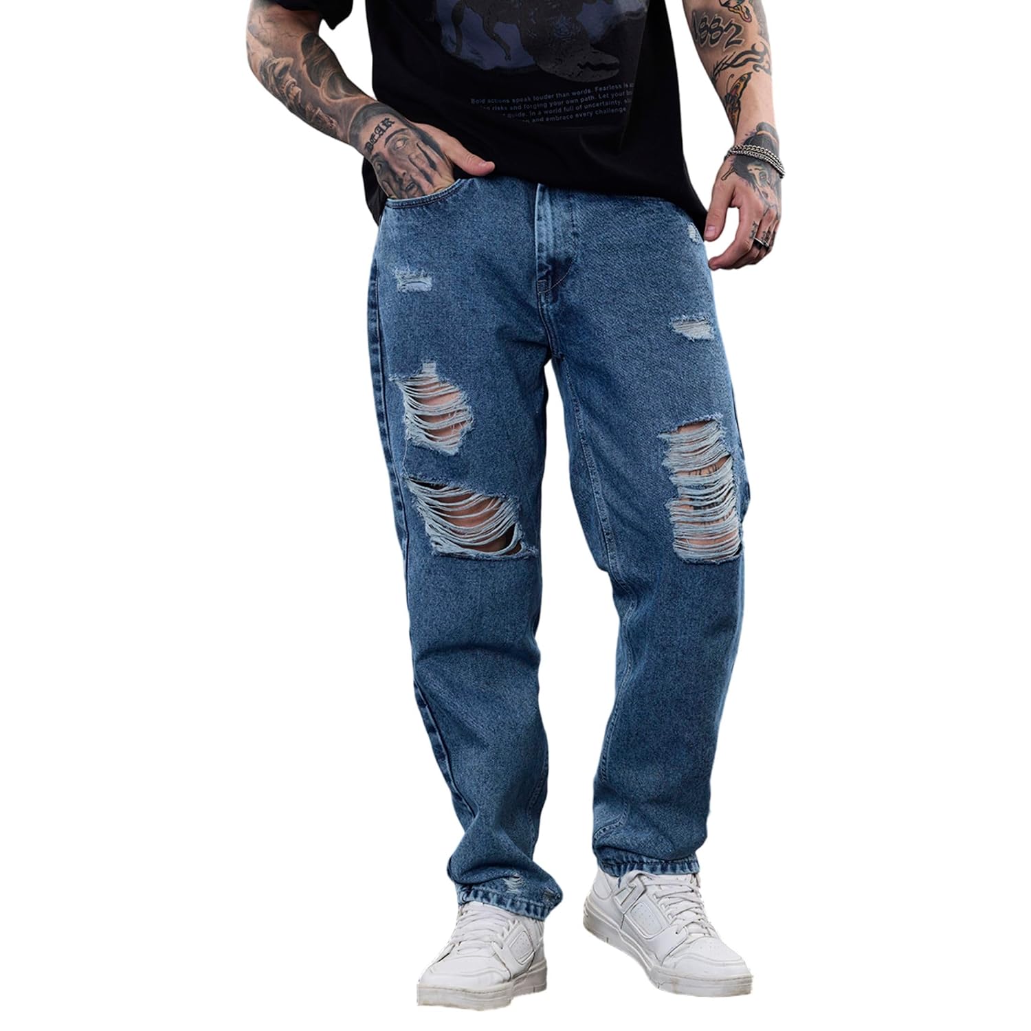 SNITCH Revolution Blue Distressed Baggy Fit Jeans - Review, Price and Buying Guide