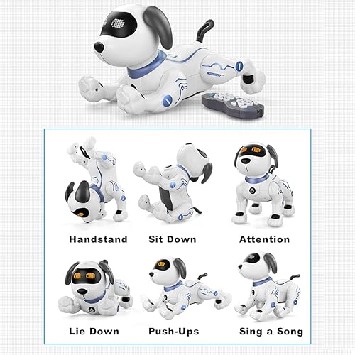 Miniatura 5 de Fisca, Perro robótico a control remoto, juguetes, parda de manos, flexión, mascotas electrónicas, robot programable que baila con sonido para niños