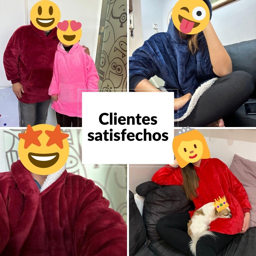 O³ Sudadera Manta Mujer - Batamanta Mujer y Hombre de Polar y Franela con Mangas y Capucha - Sudadera Noches de Invierno