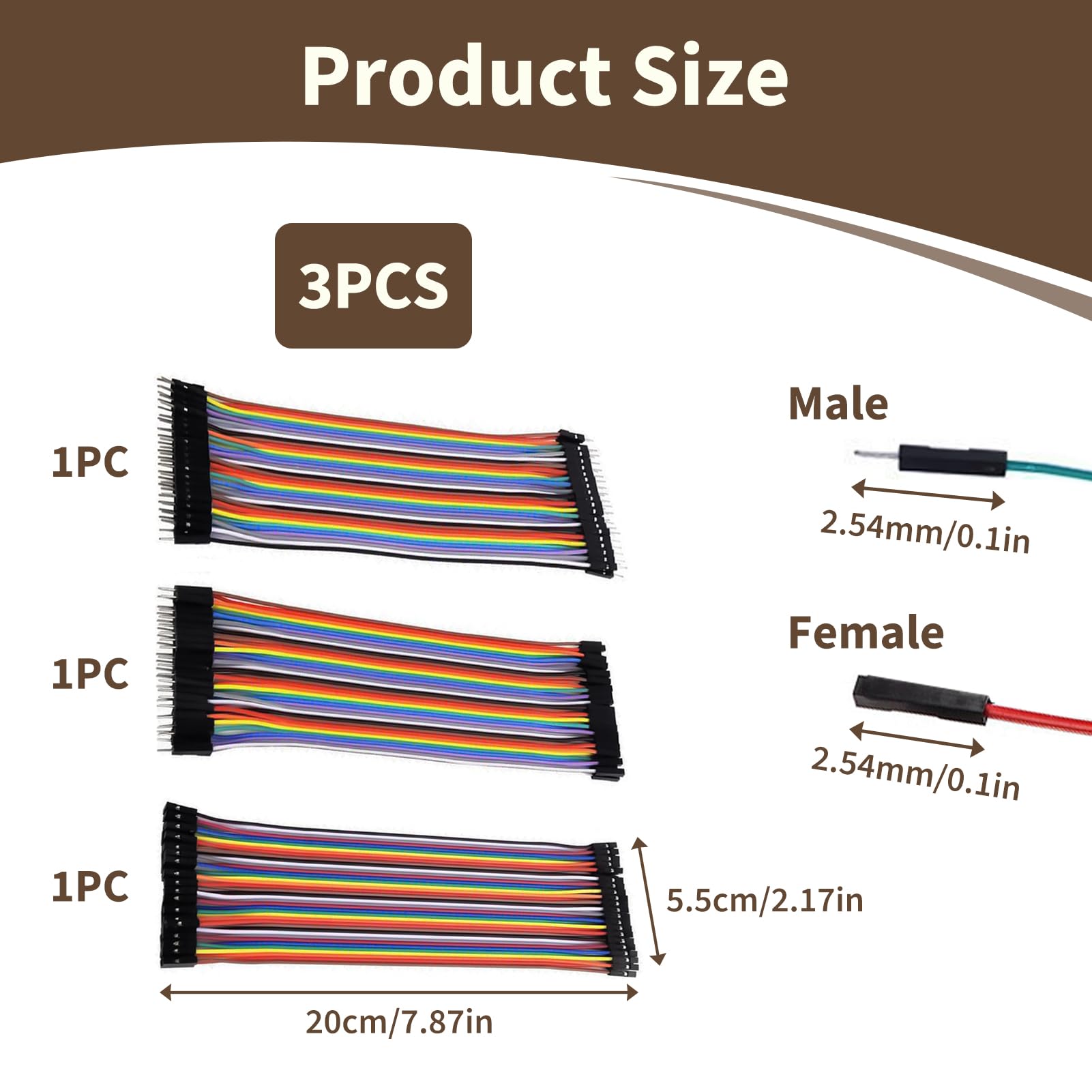 120 Pezzi Cavi Jumper Wire Breadboard 20 cm, Cavi Dupont 40 Pin Maschio-Maschio, Maschio-Femmina, Femmina-Femmina, Compatibili con Arduino, Raspberry Pi, Progetti Fai-da-te e PCB