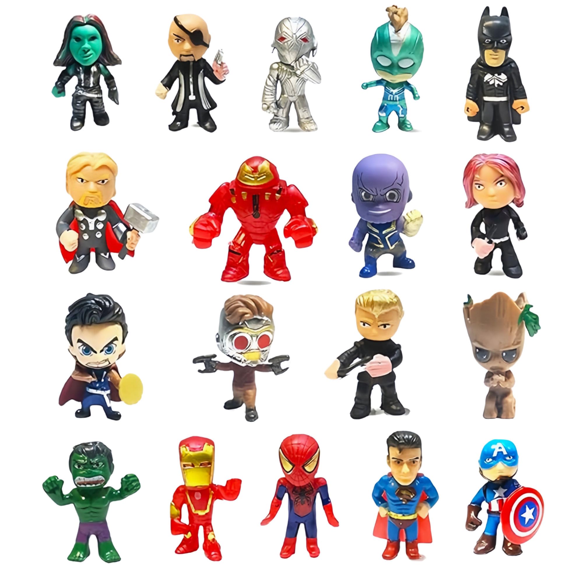 Superhero Kids Birthday Cake Decor Mini Character Toy Set,18 Pcs Action Hero Figurines for Cupcake and Easter Egg Decoration