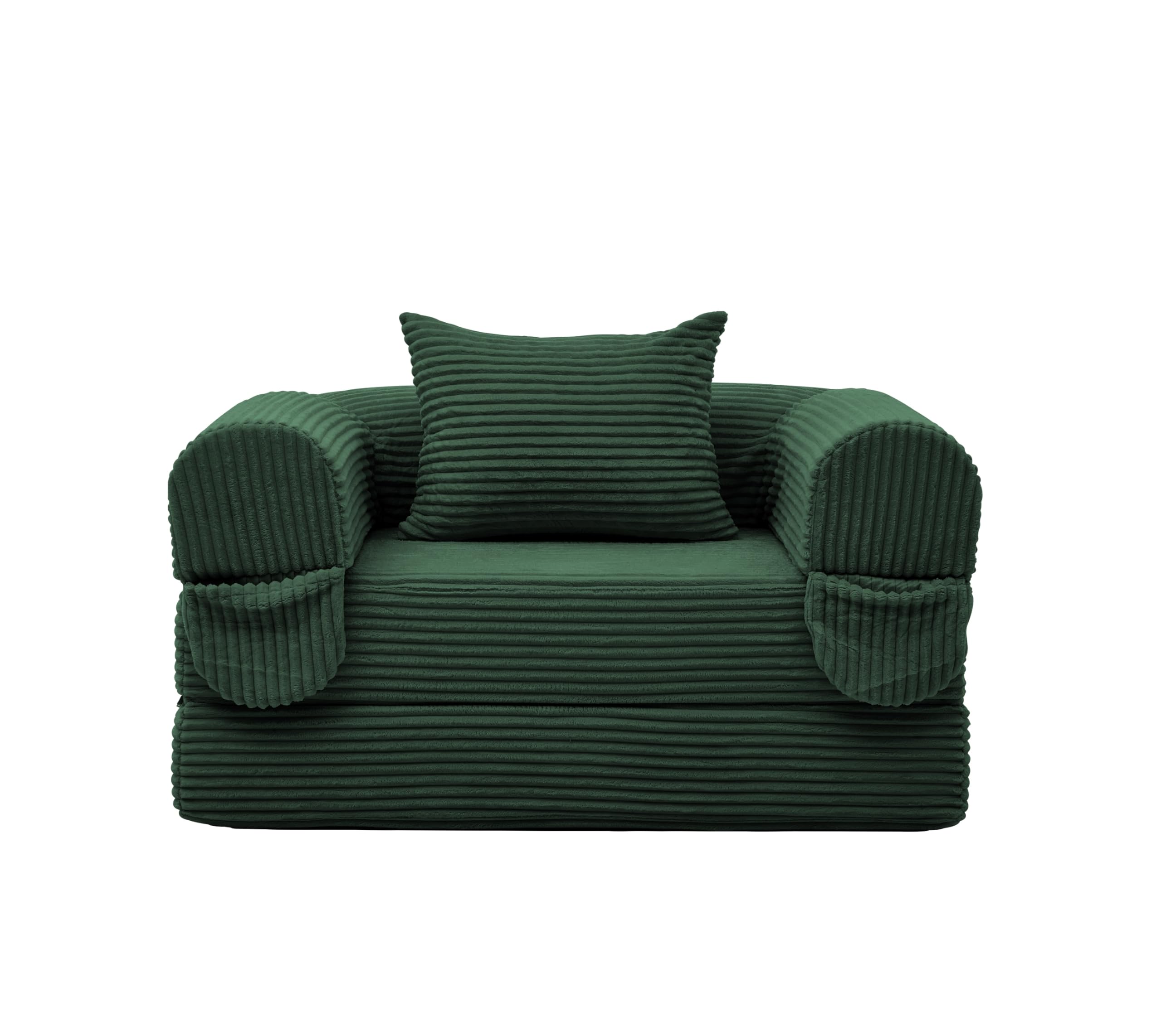Anself Cosmo 2-in-1 Poltrona Letto Singola in Cord, con Cuscino