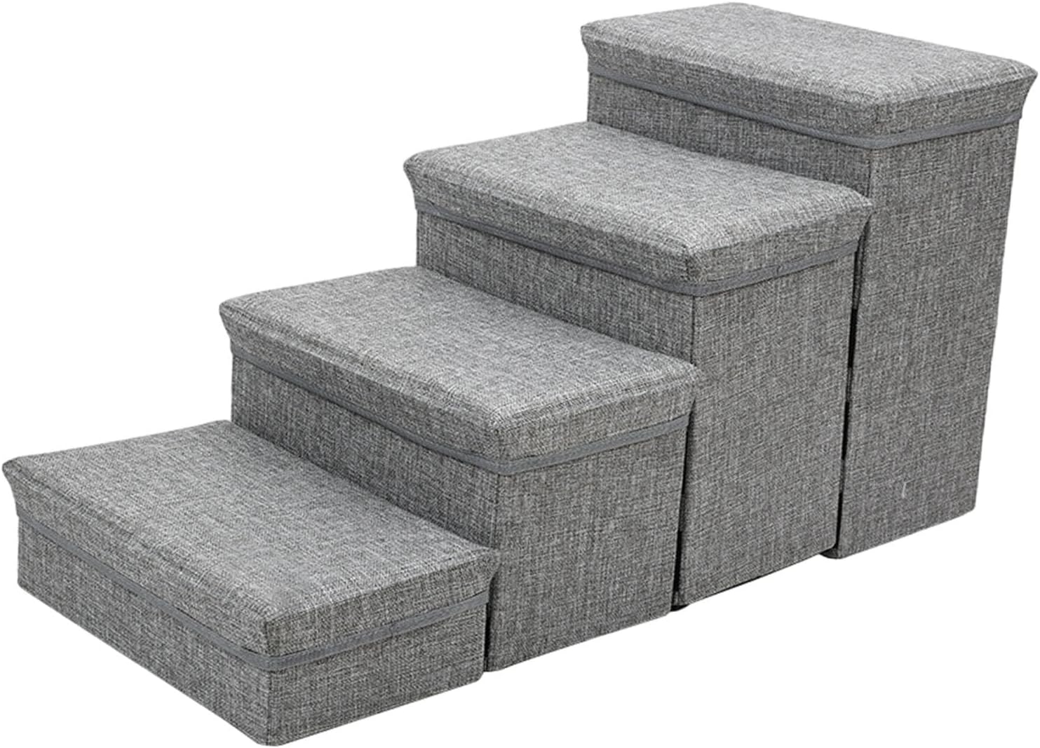 Generic Pet Dog Stairs Ladder Puppy Toy Storage Box 4 Steps Dog Ramp Foldable Anti Slip Dog Ladder Pet Ramp for Large Medium Dogs Pet, Gray