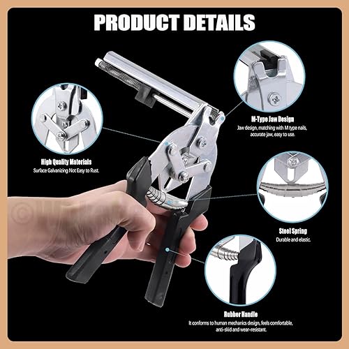 Miniatura 10 de 3000 Uds. tipo M clavos de acero galvanizado M Clips, abrazadera de jaula Alicates de anillo de cerdo grapas para instalación de tapicería fijación